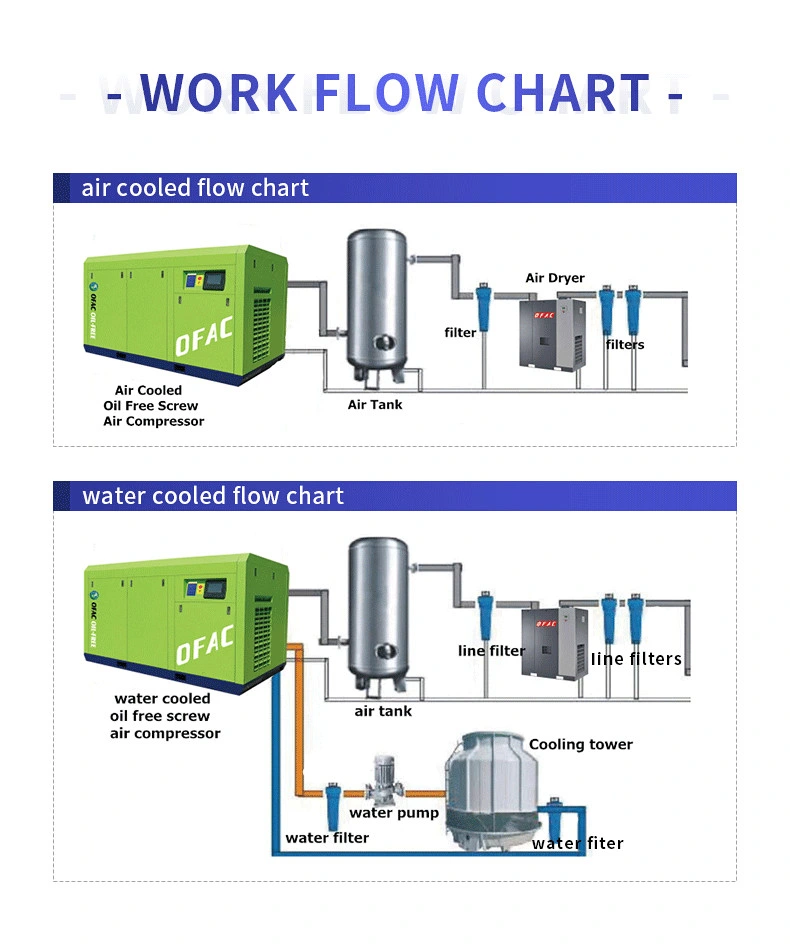 2023 Hot Ofac 22kw 30HP 8bar IP55 Direct Drive Oil-Free Screw Air Compressor for Industrial